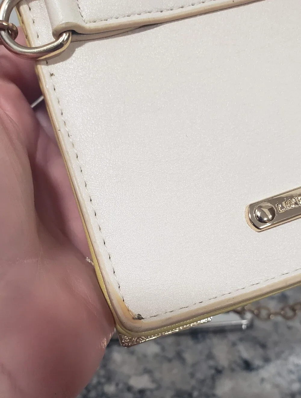Like Dreams Ivory Square Crossbody Wallet Purse Gold Chain Star Charm Vegan Leat